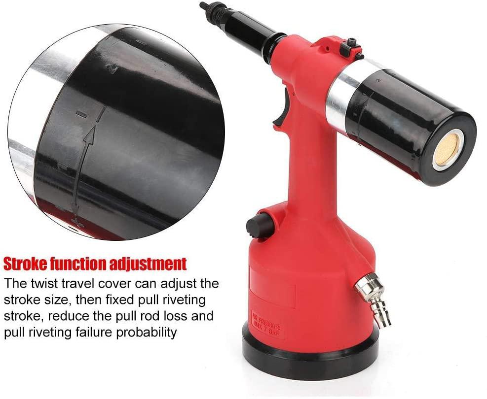 PENFU Wrench Pneumatic Riveter, Automatic Air Riveter Pneumatic Tool kit Pull Nut Air Riveter Nut Tool with 6 Nut Head Lubricating Grease and 3 Hex Wrench Hand Repair Tool