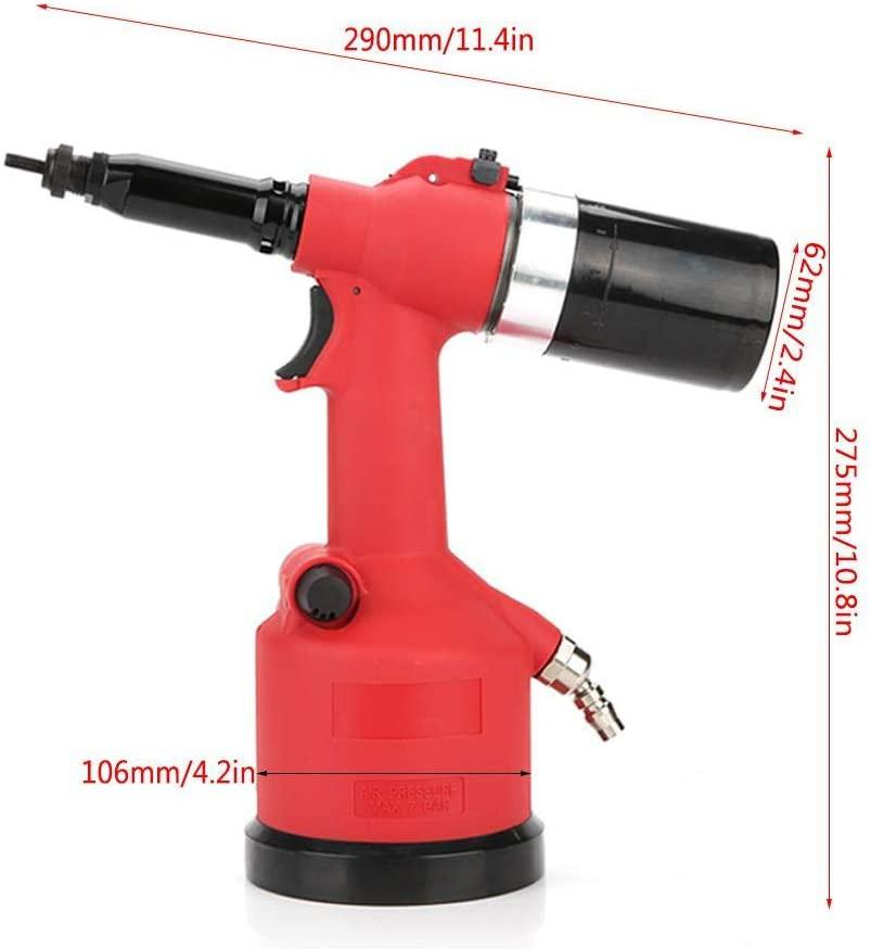 PENFU Wrench Pneumatic Riveter, Automatic Air Riveter Pneumatic Tool kit Pull Nut Air Riveter Nut Tool with 6 Nut Head Lubricating Grease and 3 Hex Wrench Hand Repair Tool