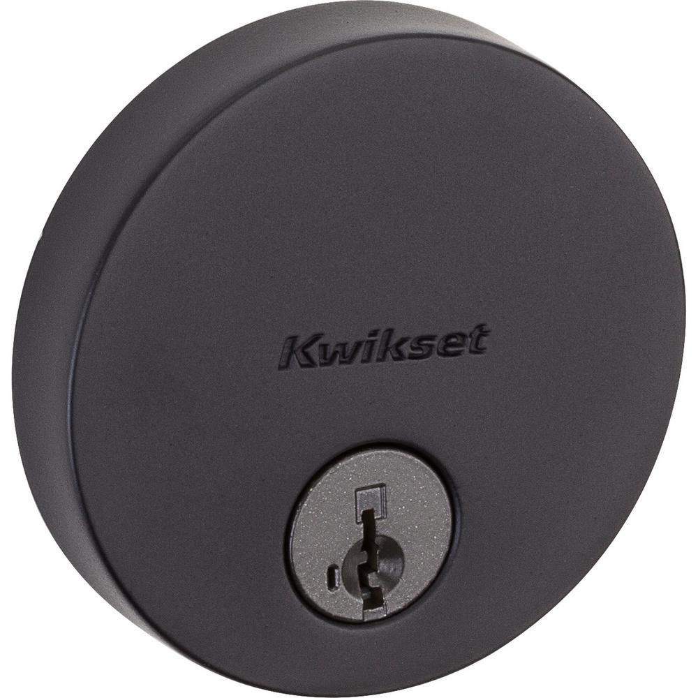 Uptown Low Profile Matte Black Round Single Cylinder Contemporary Deadbolt with Smart Key Security