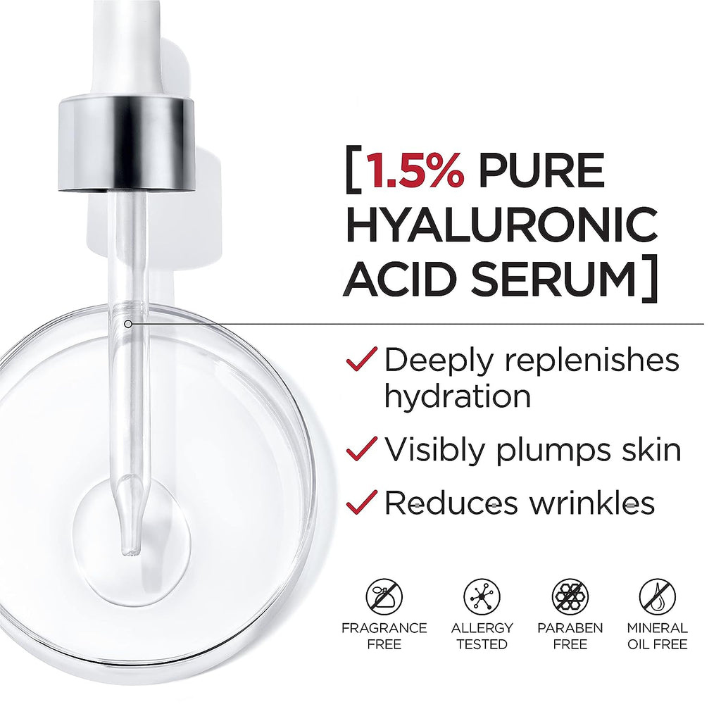 L'Oreal Paris Revitalift 1.5% Pure Hyaluronic Acid Face Serum 1.0 oz + True Match Lumi Glotion Natural Glow Enhancer Lotion, Medium 1.35 fl. oz, 1 kit