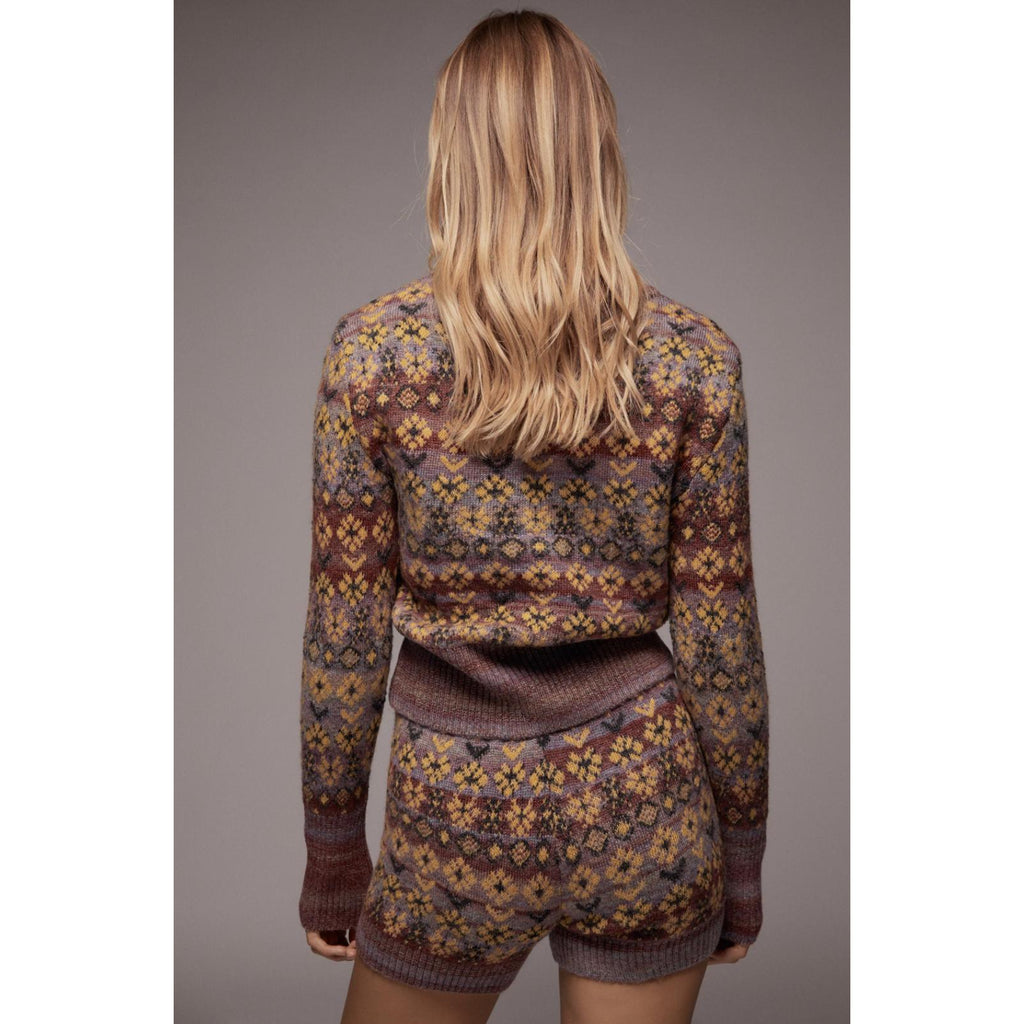 jacquard cropped knitted sweater