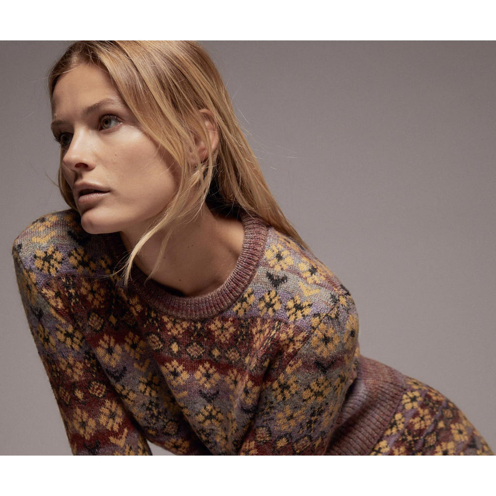 jacquard cropped knitted sweater