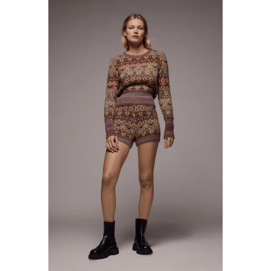 jacquard cropped knitted sweater