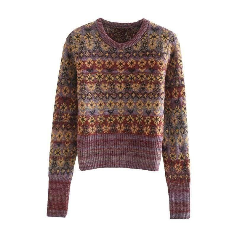 jacquard cropped knitted sweater