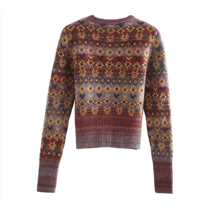 jacquard cropped knitted sweater