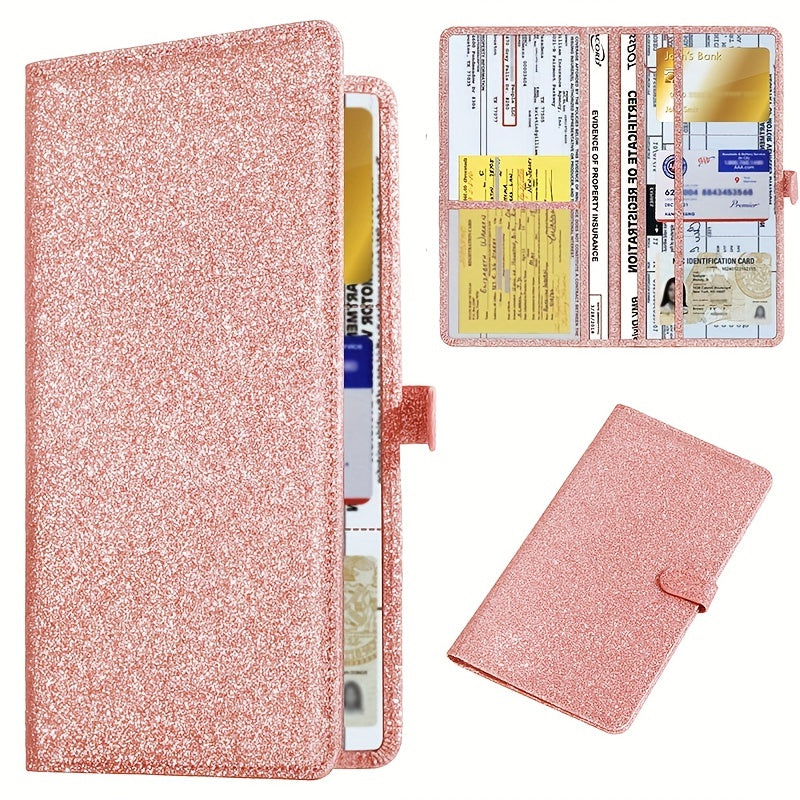Car Registration &amp; Insurance Card Holder For Women And Men, Auto Glove Box Organizer Document Wallet Faux Leather Manual Folder