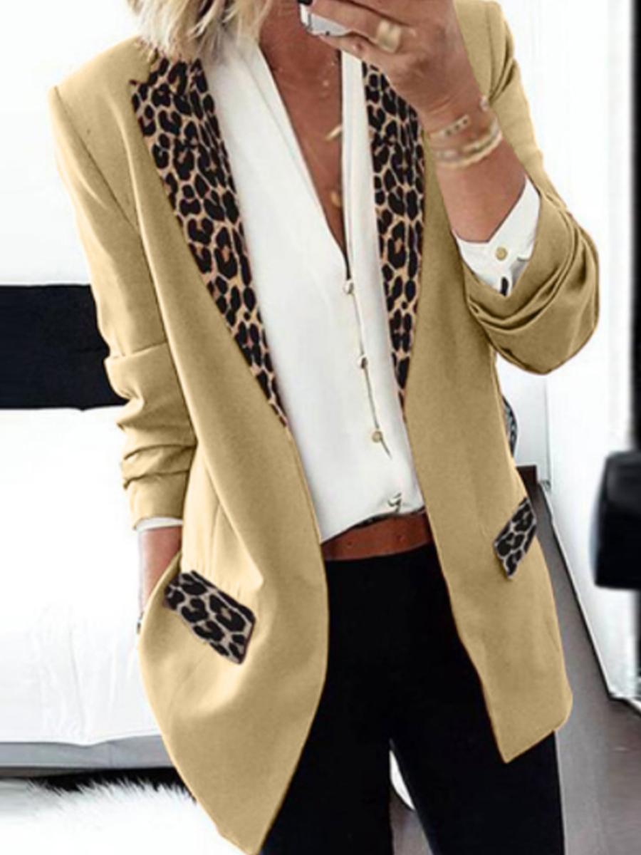Fashion Lady Leopard Patchwork Blazer