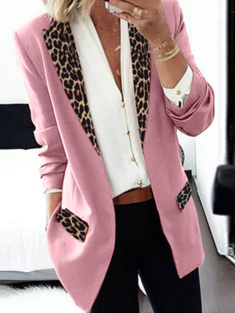 Fashion Lady Leopard Patchwork Blazer