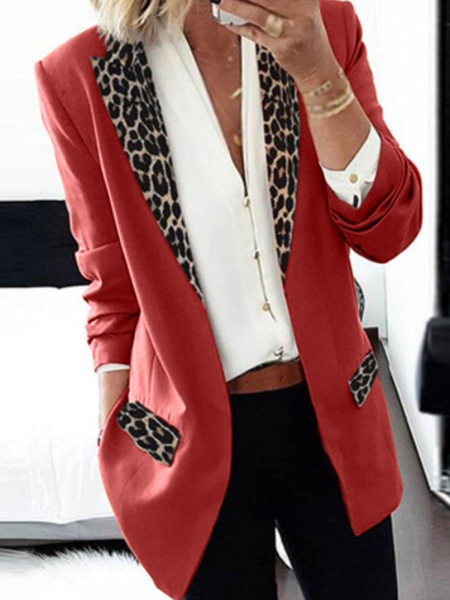 Fashion Lady Leopard Patchwork Blazer