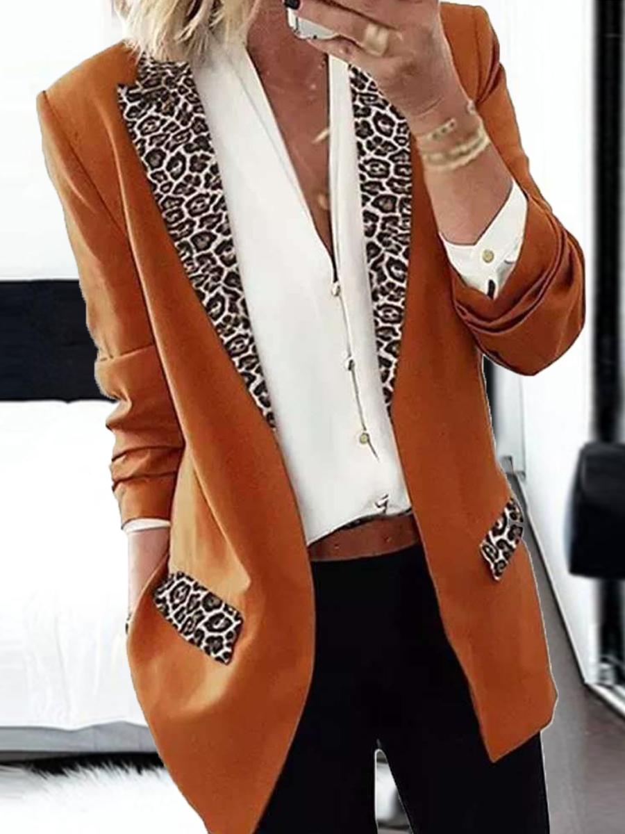 Fashion Lady Leopard Patchwork Blazer