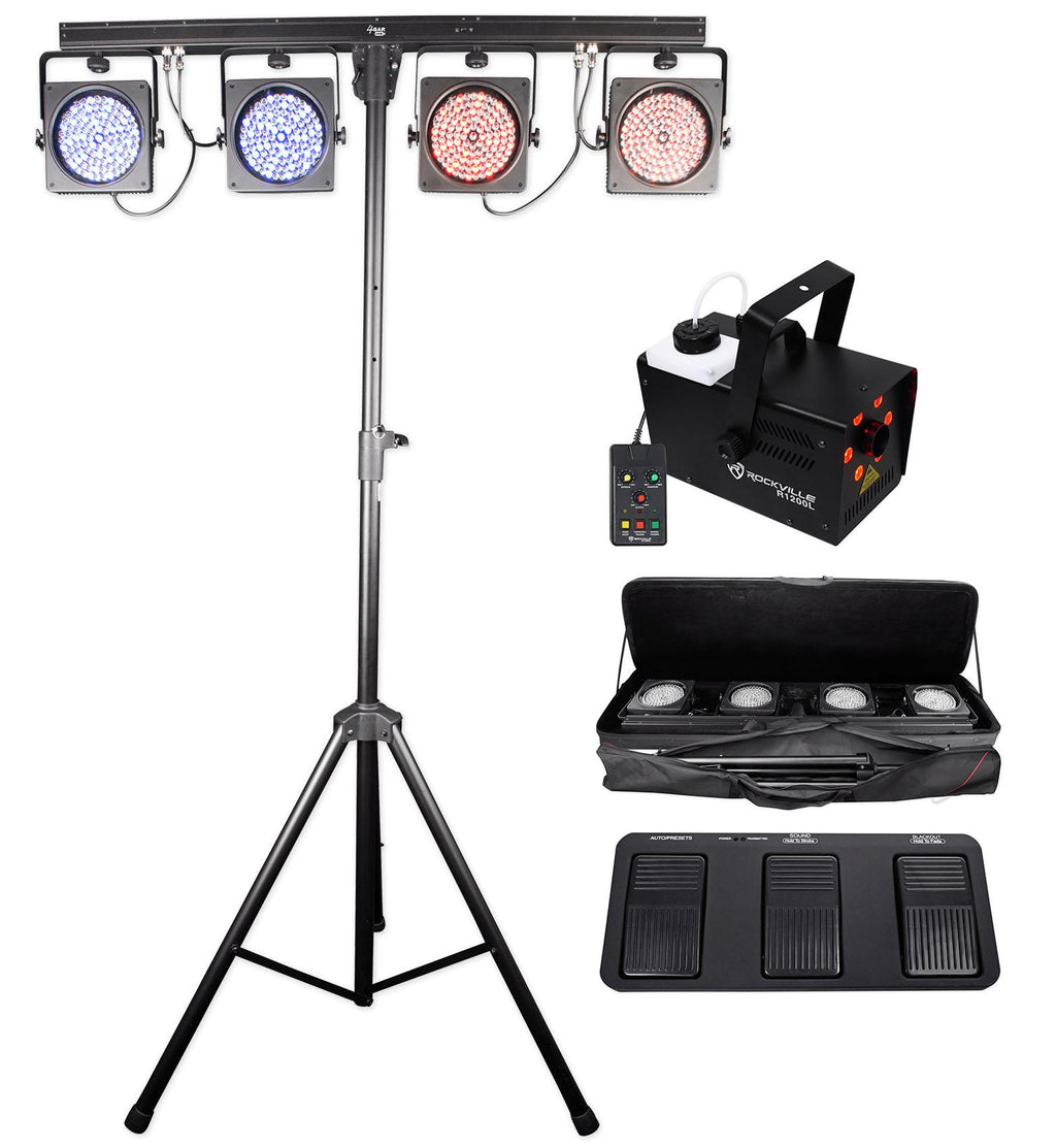 Chauvet 4BAR USB D-Fi Lighting Fixture+Tripod Stand+Footswitch+Bag+LED Fogger