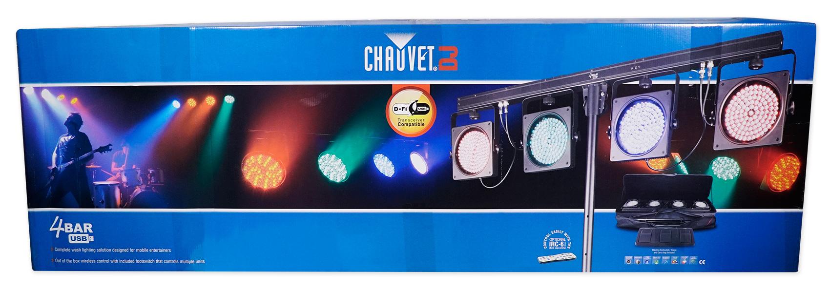 Chauvet 4BAR USB D-Fi Lighting Fixture+Tripod Stand+Footswitch+Bag+LED Fogger