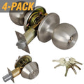 Steel Entry Door Knob Combo Lock Set with Deadbolt and Total 24 Keys, Keyed Alike (4-Pack)