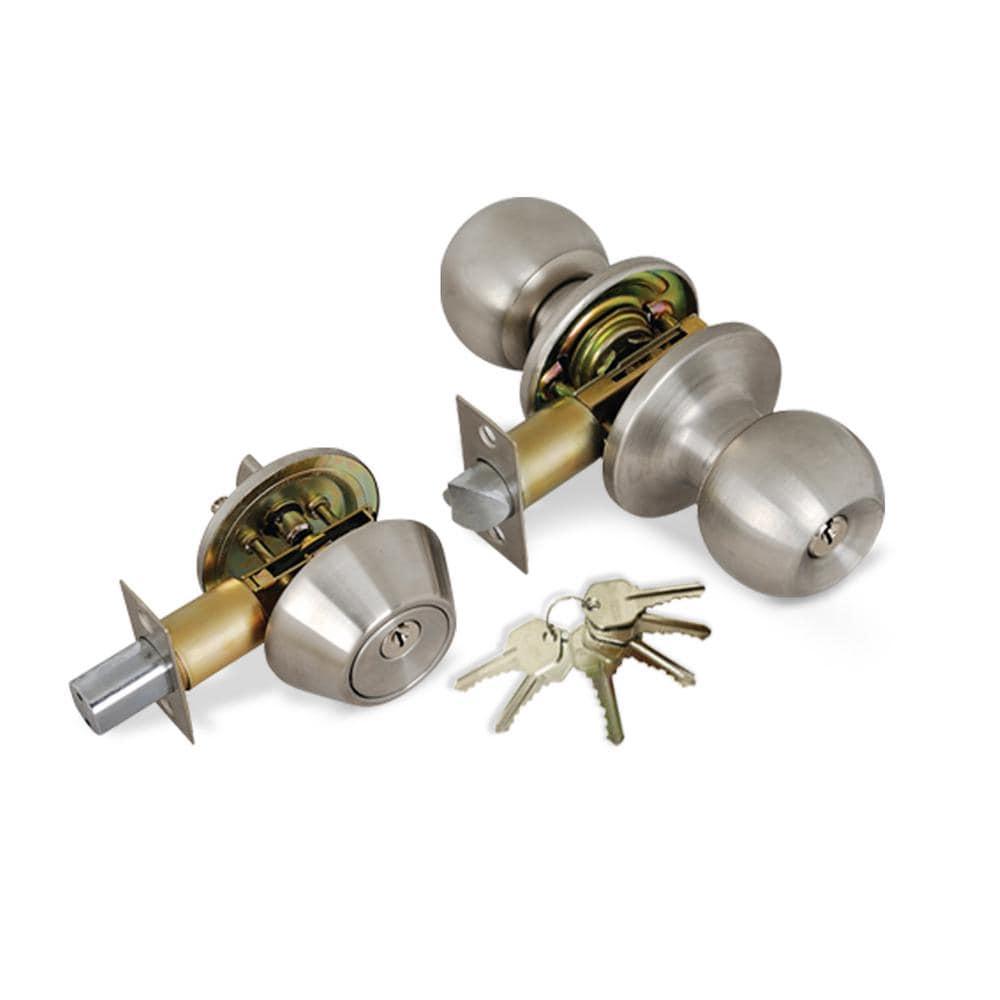 Steel Entry Door Knob Combo Lock Set with Deadbolt and Total 24 Keys, Keyed Alike (4-Pack)