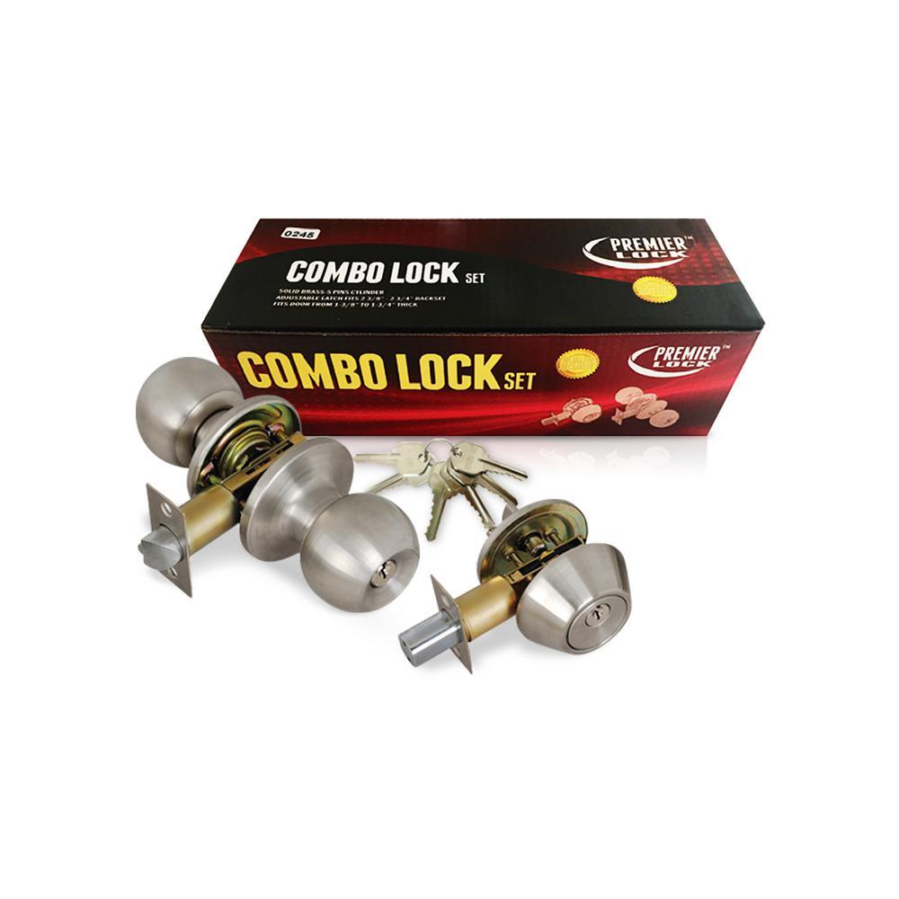 Steel Entry Door Knob Combo Lock Set with Deadbolt and Total 24 Keys, Keyed Alike (4-Pack)