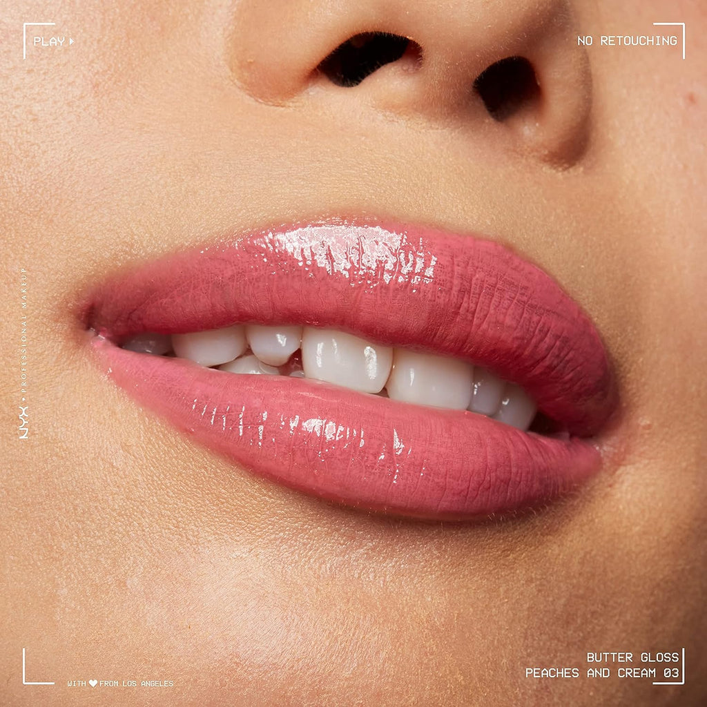 NYX PROFESSIONAL MAKEUP Butter Gloss, Non-Sticky Lip Gloss - Peaches &amp; Cream (Pink Coral)