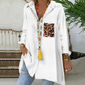 Casual Single-breasted Leopard Print Splicing Shirt