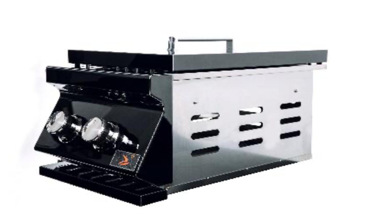 Black  Double Side Burner 24,000 BTUs