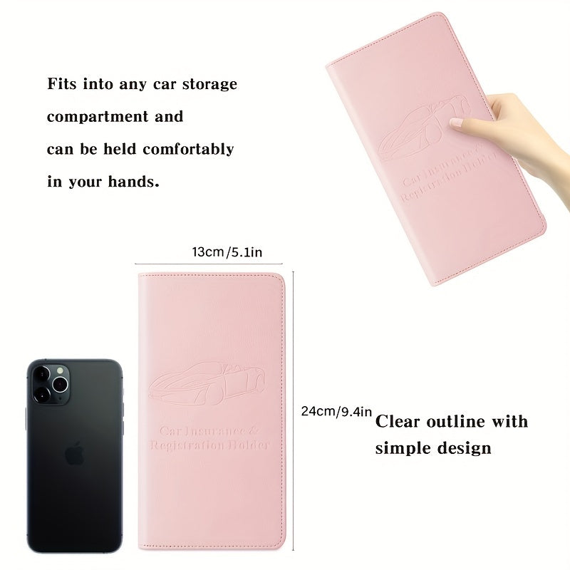 Car Registration &amp; Insurance Card Holder For Women And Men, Auto Glove Box Organizer Document Wallet Faux Leather Manual Folder