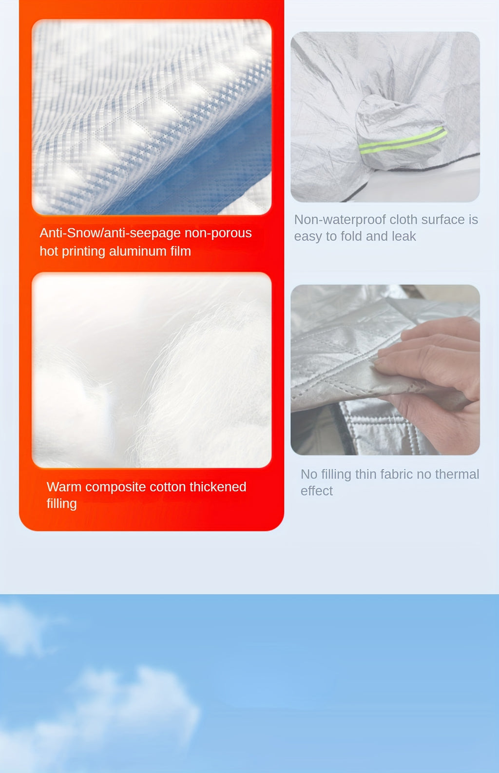 Car Snow Shield Front Windshield Snow Cover Frost Frost Windshield Windows Four Seasons Universal Thickened Cover Cloth
