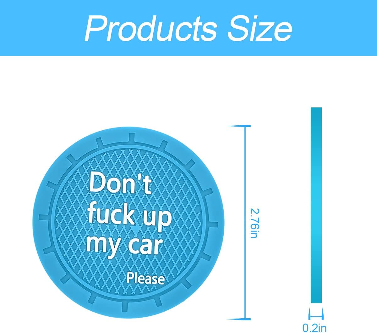 8sanlione Car Cup Coaster, 4Pcs 2.75 Inch Auto Cup Holder Insert Coasters, Anti-Slip Waterproof Embedded Drink Mat, Automotive Interior Accessories for Men and Women (D Light Blue/4PCS)
