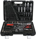215Pcs Ratchet Wrench Set 1/4in 3/8in 1/2in Socket Set Tool Case Household Hand Repair Tool Kit LPD0005‑7