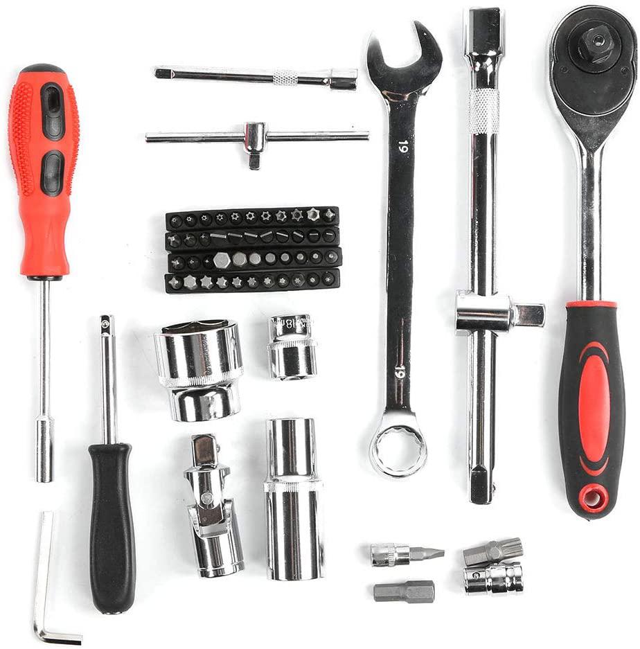 215Pcs Ratchet Wrench Set 1/4in 3/8in 1/2in Socket Set Tool Case Household Hand Repair Tool Kit LPD0005‑7