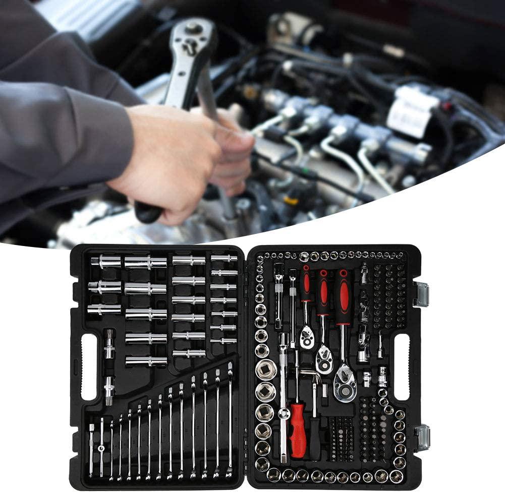 215Pcs Ratchet Wrench Set 1/4in 3/8in 1/2in Socket Set Tool Case Household Hand Repair Tool Kit LPD0005‑7