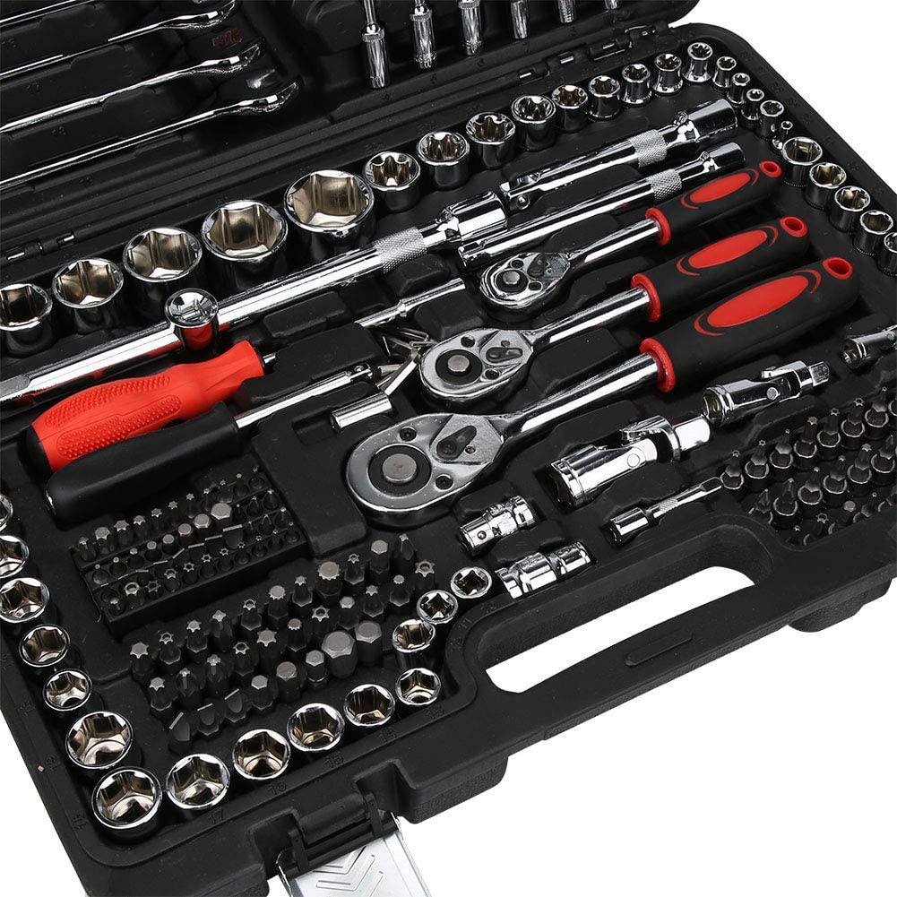 215Pcs Ratchet Wrench Set 1/4in 3/8in 1/2in Socket Set Tool Case Household Hand Repair Tool Kit LPD0005‑7