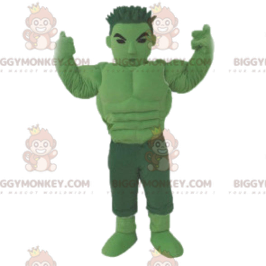 Green manga warrior BIGGYMONKEYmascot costume. Green warrior costume