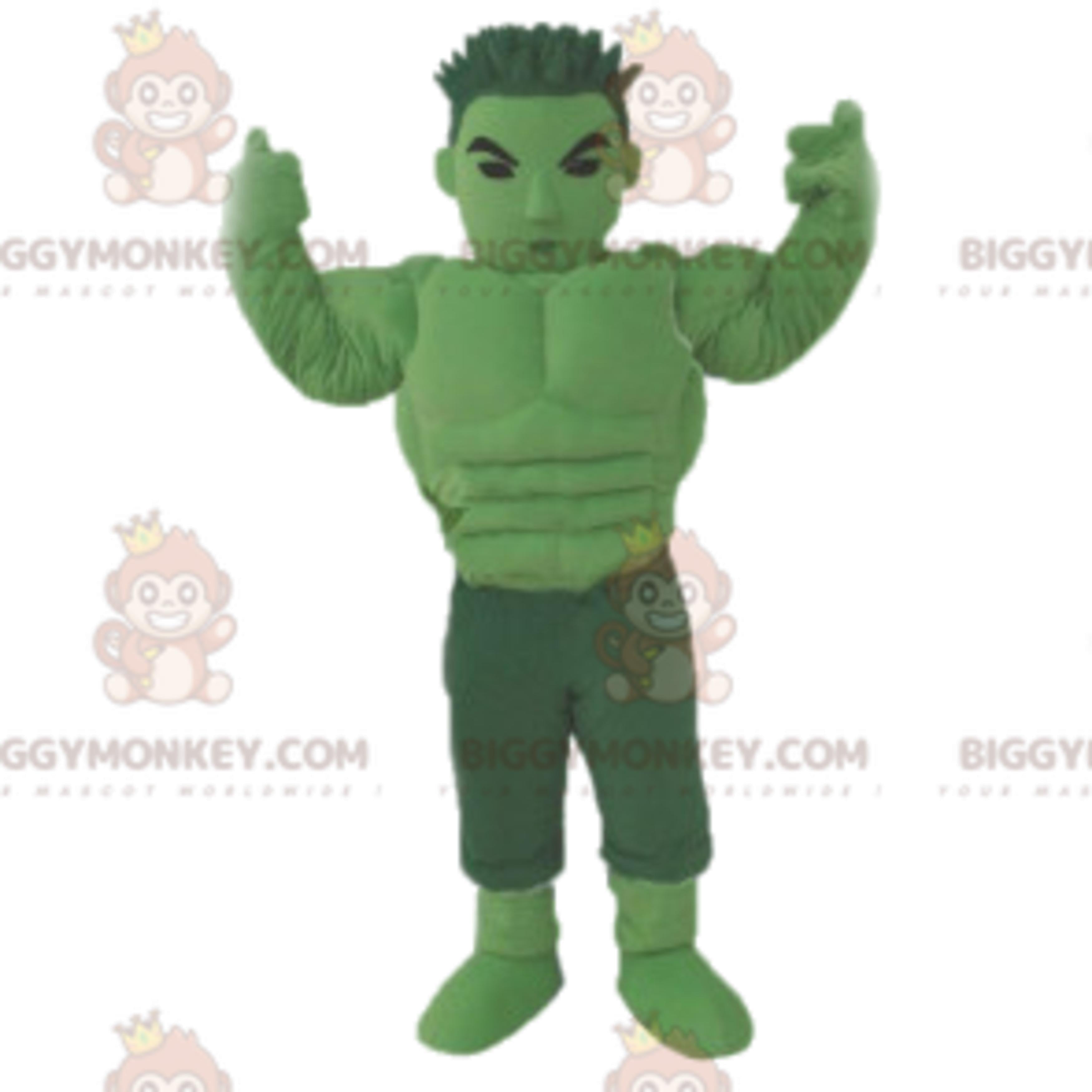 Green manga warrior BIGGYMONKEYmascot costume. Green warrior costume
