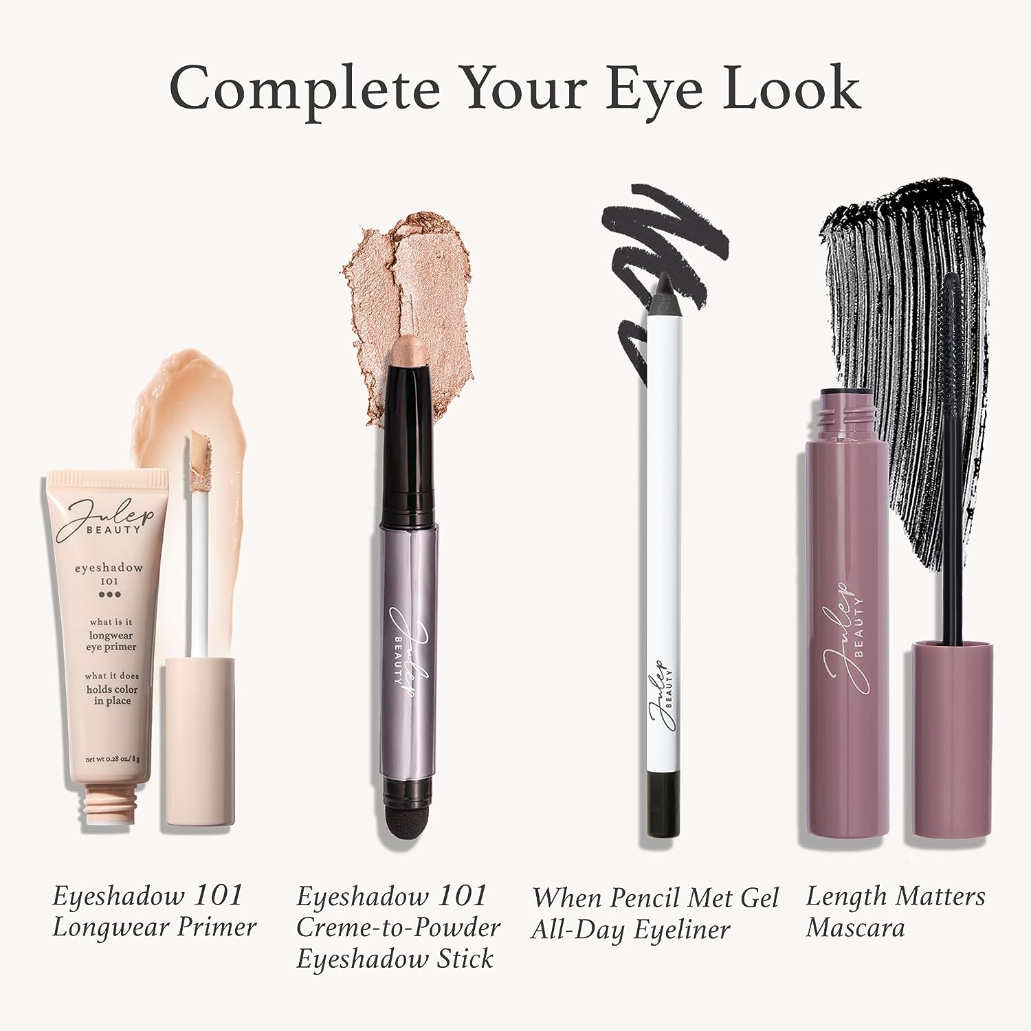 Julep Eyeshadow 101 Crème to Powder Waterproof Glitter Eyeshadow Stick, Blush Pink Sheer Metallic