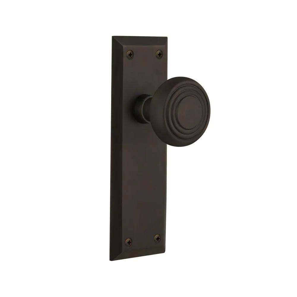 York Plate 2-3/8 in. Backset Oil-Rubbed Bronze Privacy Bed/Bath Deco Door Knob