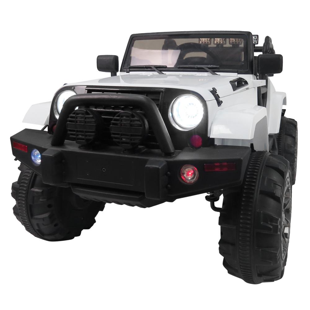 Remote Control Car Model 12V Kids Ride On Off-Road Toy Car SUV RC Remote Control LED Lights Big Wheels MP3 Music Player White