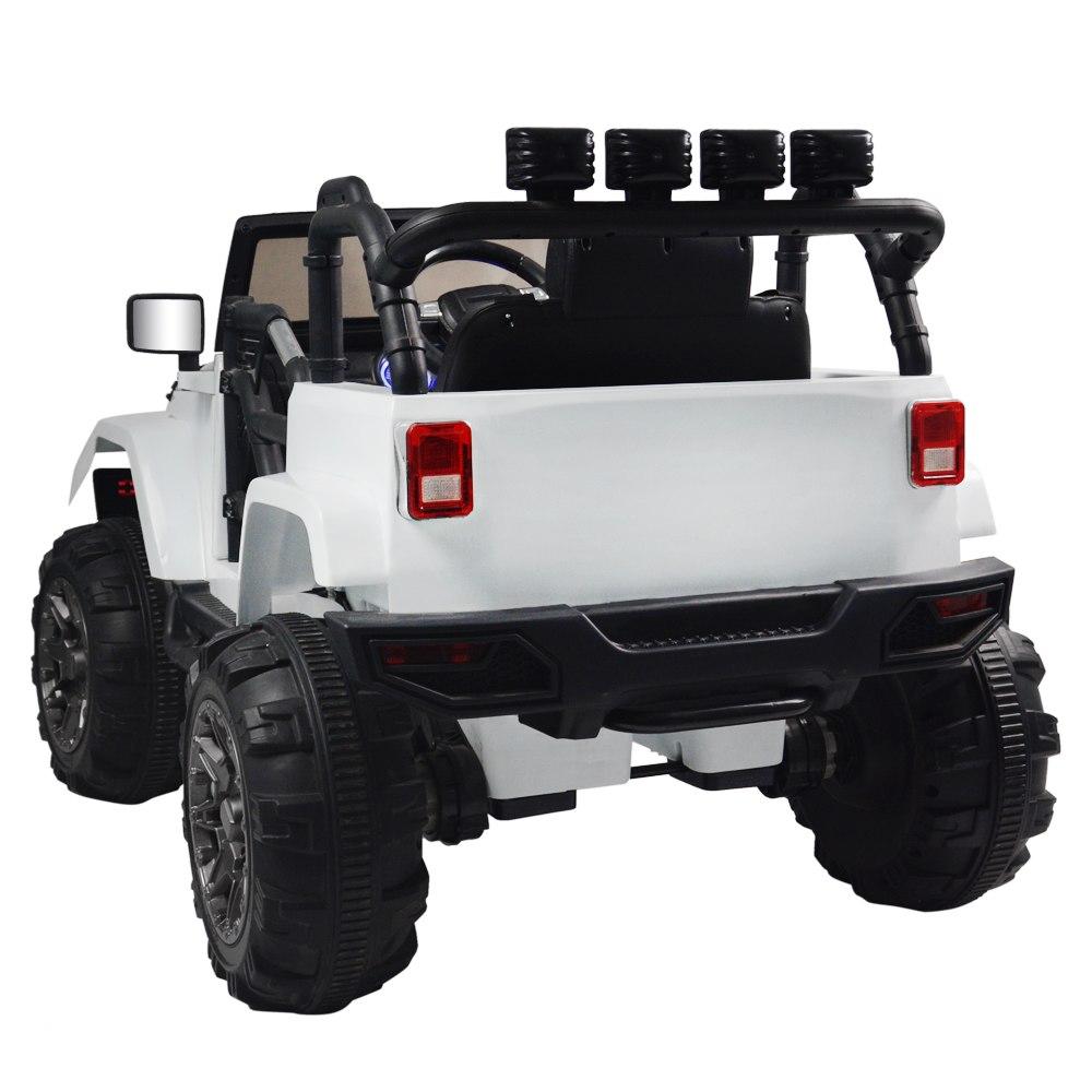 Remote Control Car Model 12V Kids Ride On Off-Road Toy Car SUV RC Remote Control LED Lights Big Wheels MP3 Music Player White