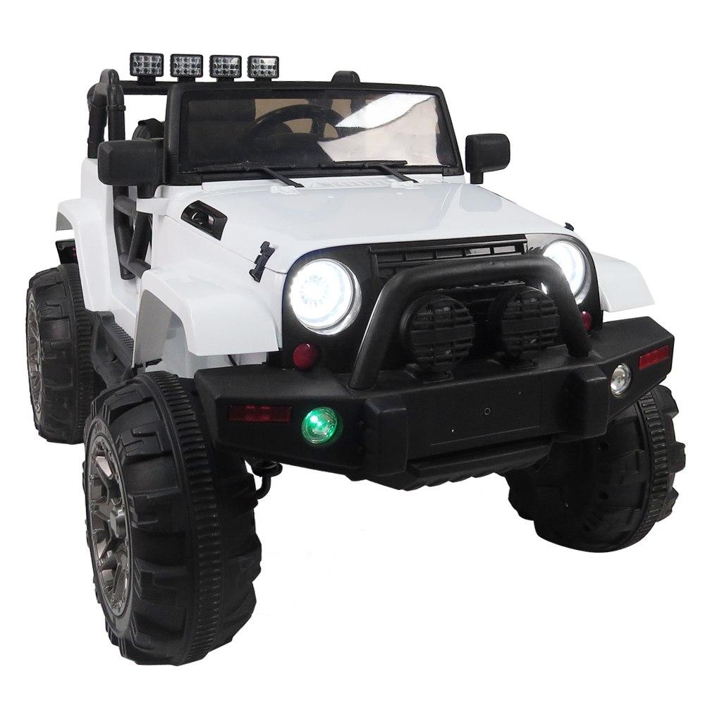 Remote Control Car Model 12V Kids Ride On Off-Road Toy Car SUV RC Remote Control LED Lights Big Wheels MP3 Music Player White