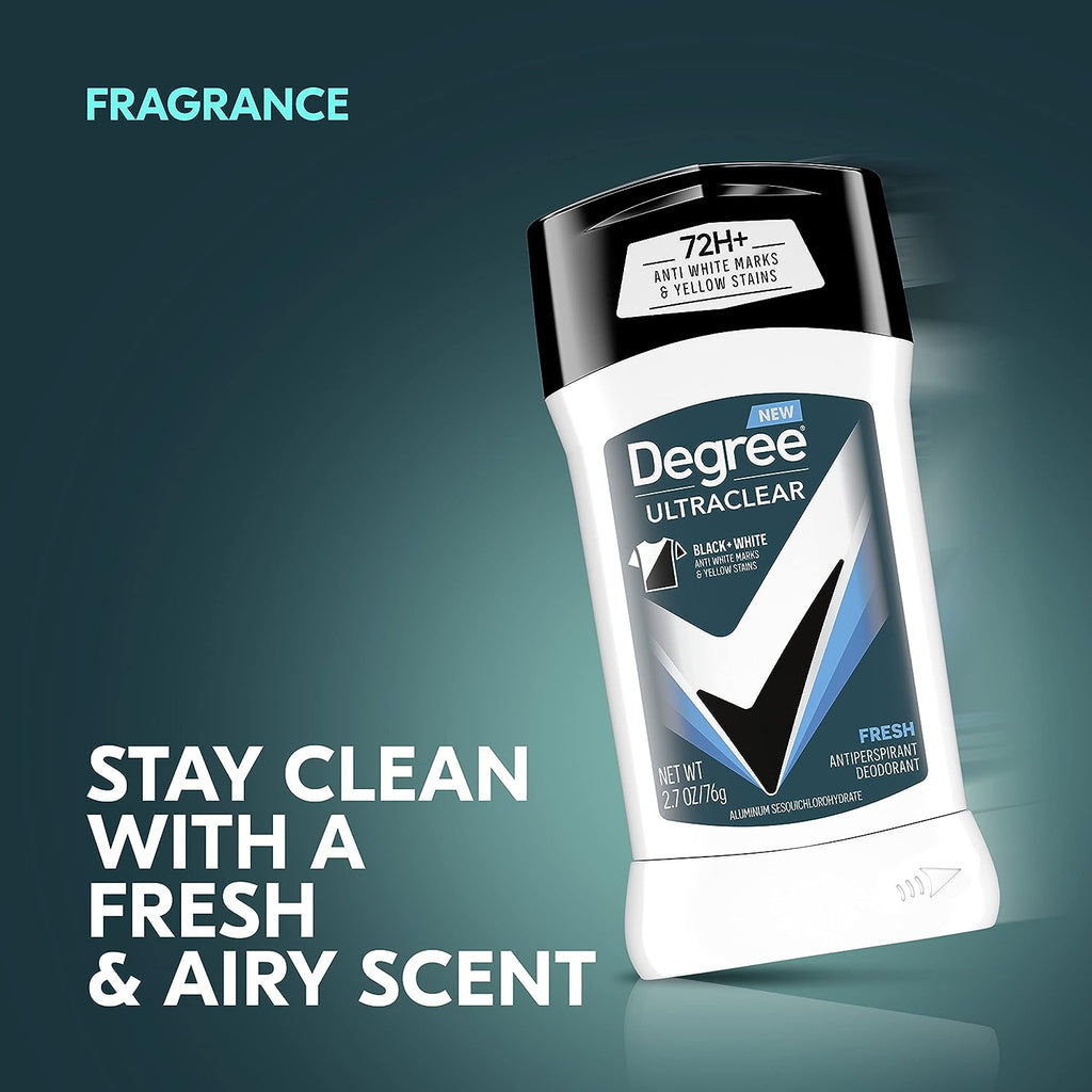 Degree Men UltraClear Antiperspirant Deodorant Fresh, Pack of 12, 72-Hour Sweat &amp; Odor Protection Antiperspirant For Men With MotionSense Technology 2.7 oz