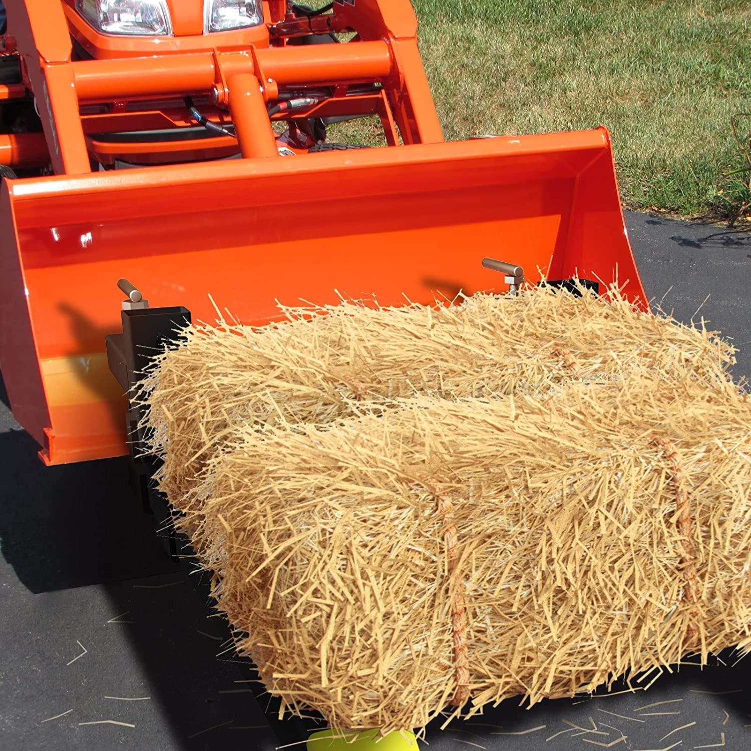 Sulythw Clamp On Pallet Forks, 58.86" Total Length 2000lbs with Adjustable Stabilizer Bar 18” to 34” W Heavy Duty Pallet Forks for Tractor Loader Bucket or Skid Steer Kubota Tractor