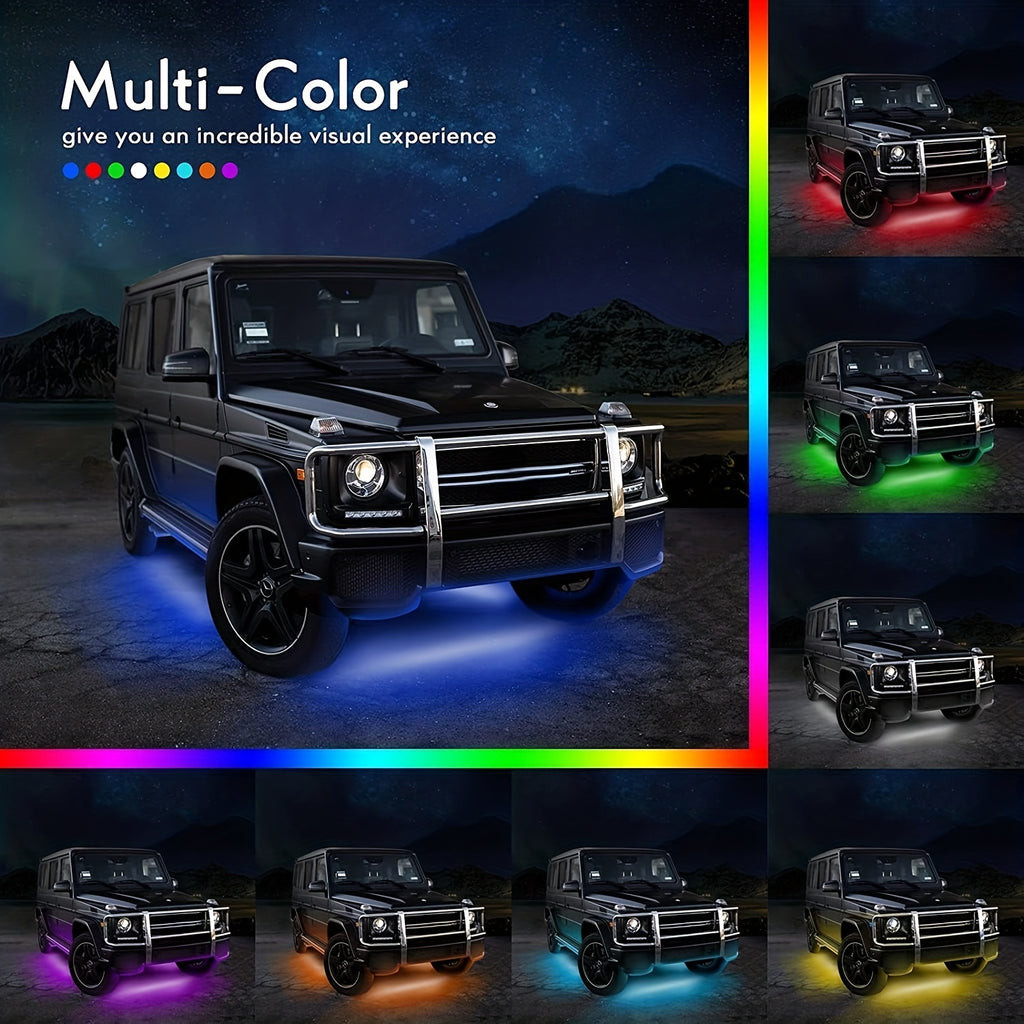 4pcs RGB Car Led Lights Bar,Car Led Lights With App, Music Mode Car Underglow Strip Lights, Waterproof Underglow LED Light Kit For SUVs,Trucks