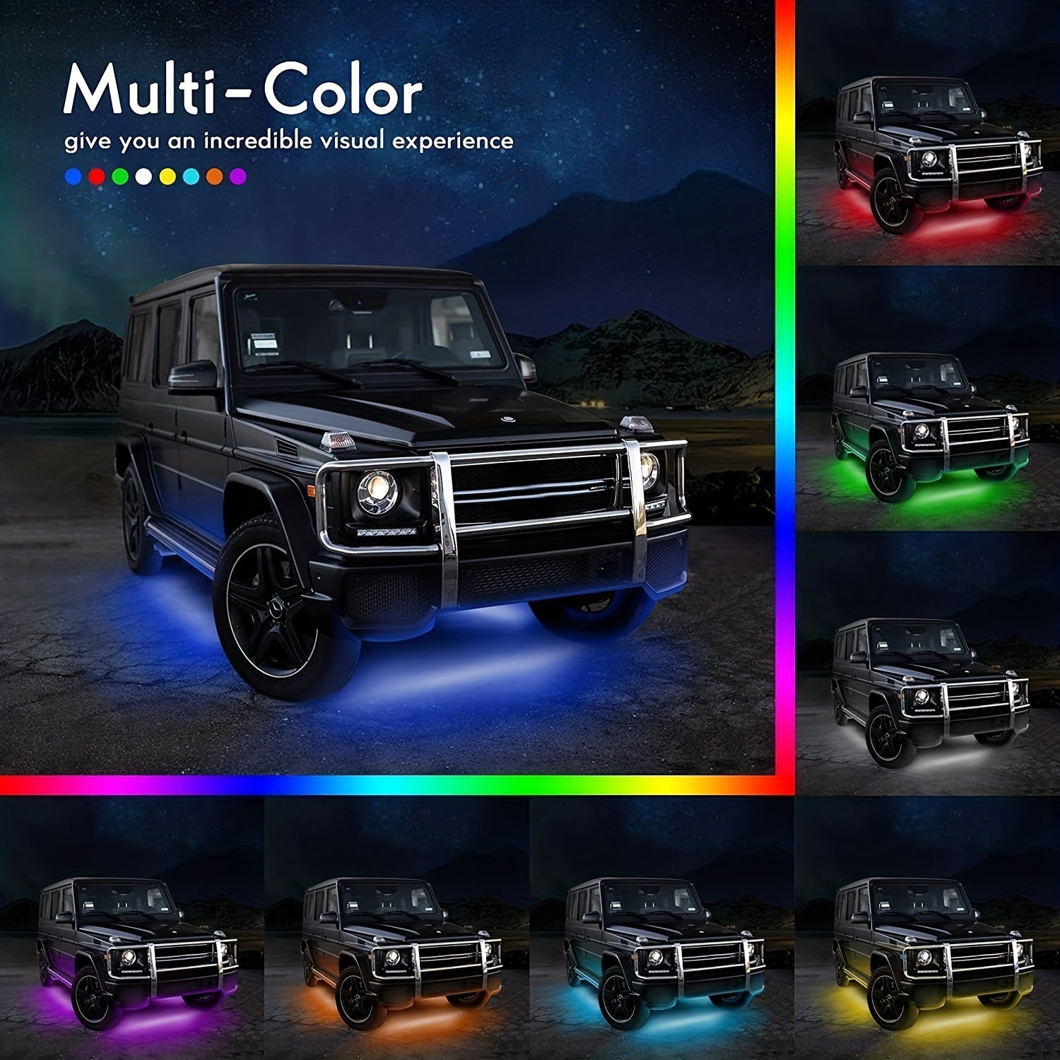 4pcs RGB Car Led Lights Bar,Car Led Lights With App, Music Mode Car Underglow Strip Lights, Waterproof Underglow LED Light Kit For SUVs,Trucks