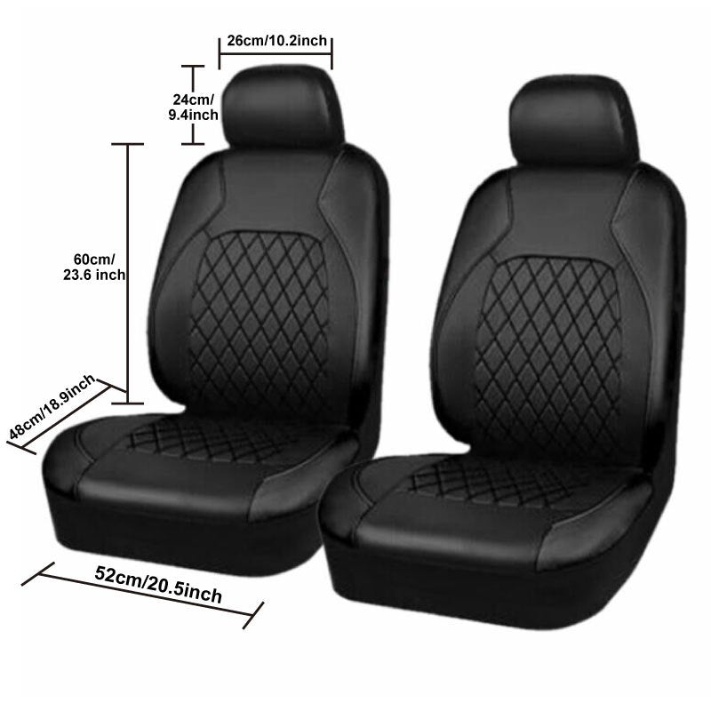 2pcs Car Front Seat Faux Leather Car Seat Covers, Car Seat Protector Covers, Removable Headrest Washable Car Seat Cover For Car, SUV, Van, Sedan