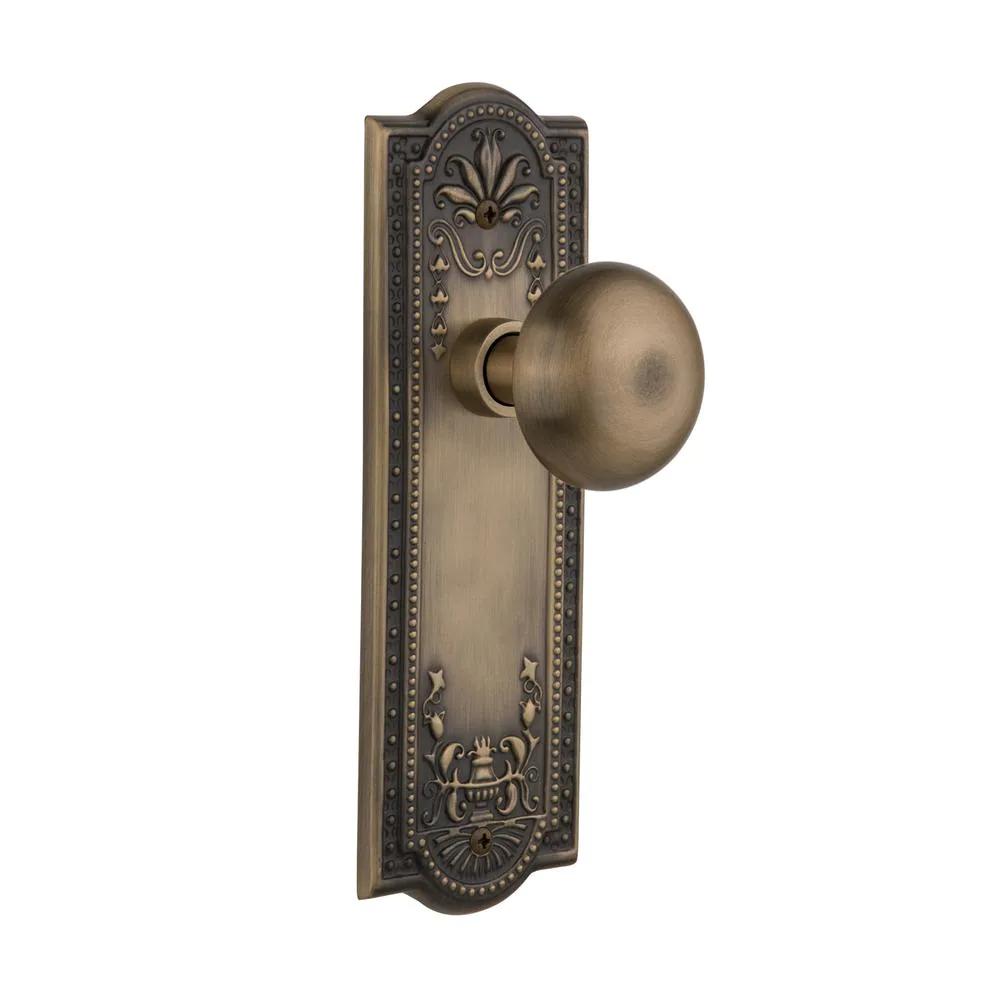 Meadows Plate 2-3/8 in. Backset Antique Brass Privacy Bed/Bath York Door Knob