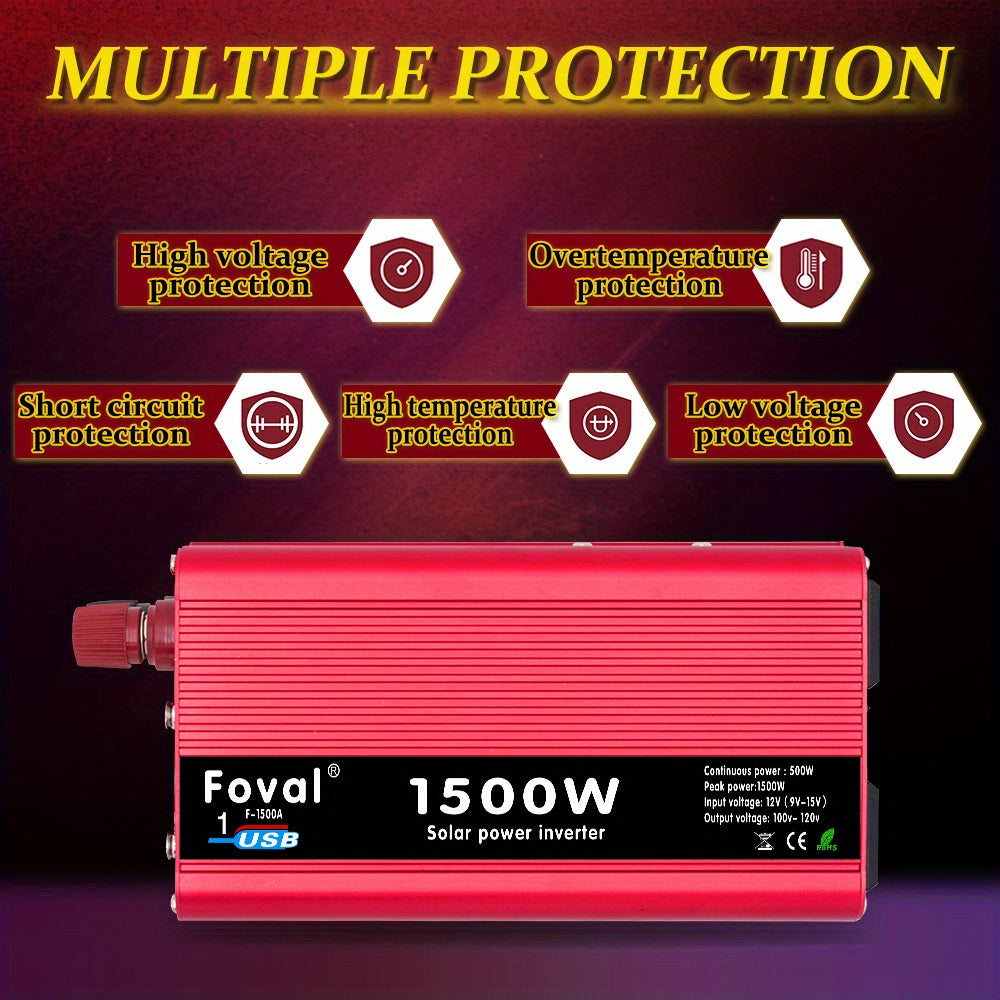 Car Vehicle Power Inverter 500W/1500W DC 12V To AC 110V 120V Converter 1 USB