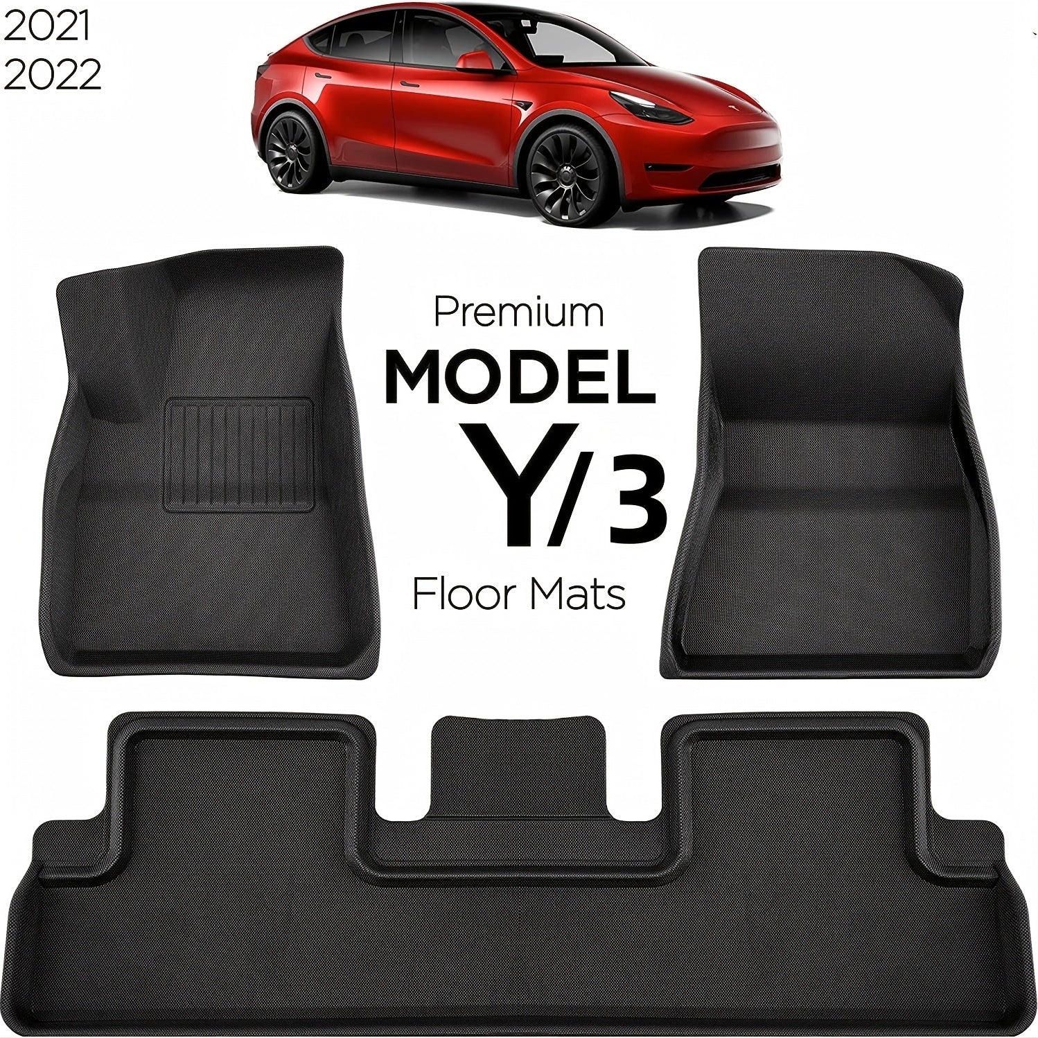 3pcs For Model Y Accsessories  XPE Premium All Weather Anti-Slip Waterproof Floor Mats Fit For Tesla Model Y Model 3