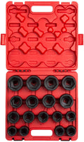 Sunex 4684, 3/4 Inch Drive Heavy Duty Impact Socket Set, 17-Piece, Metric, 26mm-46mm, Cr-Mo Alloy Steel, Radius Corner , Dual Size Markings, Heavy Duty StoraCase