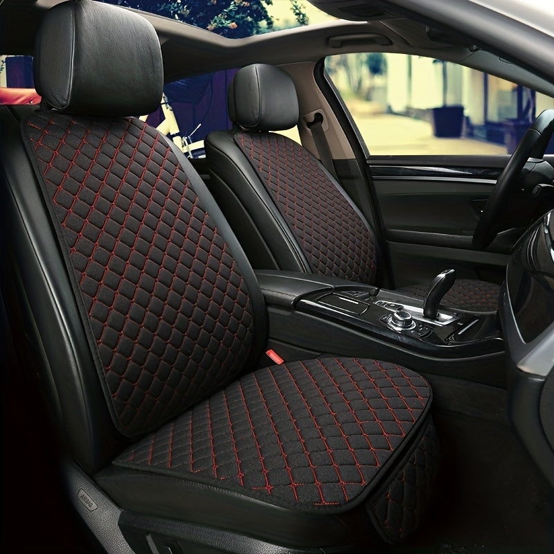 Car Seat Cover, Breathable Flax Four Seasons Car Seat Cushion Protector Pad Front Pad Fit For Most Cars Front Chair Cushion