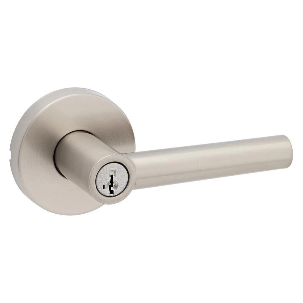 Milan Satin Nickel Keyed Entry Door Lever featuring SmartKey Security