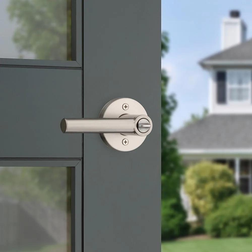 Milan Satin Nickel Keyed Entry Door Lever featuring SmartKey Security