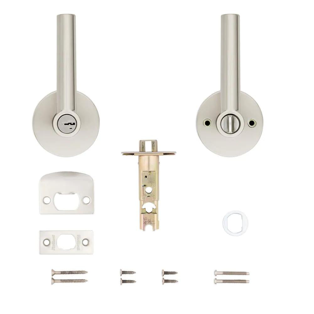 Milan Satin Nickel Keyed Entry Door Lever featuring SmartKey Security