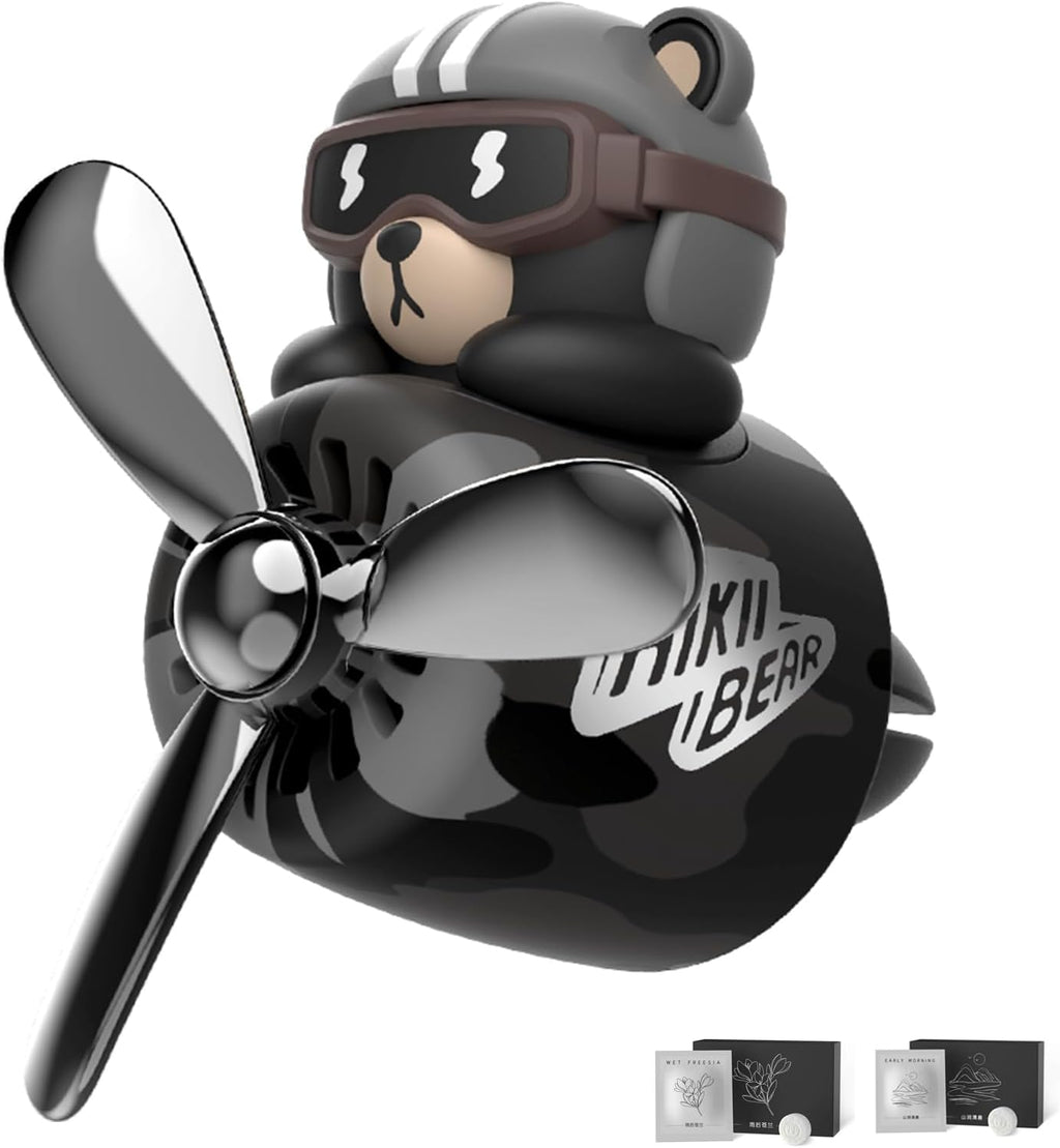 Cacacece Car Air Fresheners Cute Bear Pilot Car Diffuser Rotating Propeller Automotive Air Outlet Creative Car Perfume Air Freshener for Car(Replacement Refill Pads Only Use for Freesia&amp;Morning Fresh